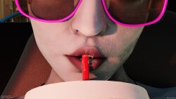1girls asari beach big_breasts big_lips bikini blue_skin clothed clothed_female drinking mass_effect not_porn rotosama saliva samara soda straw sunglasses sweat sweatdrop sweating tinted_eyewear