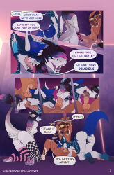 absurd_res african_wild_dog andromorph andromorph/male animal_genitalia animal_penis anthro ball_lick ball_worship balls bodily_fluids body_worship butt canid canine canine_genitalia canine_penis collaborative collaborative_fellatio collaborative_oral collaborative_sex comic dialogue dragon english_text fellatio female genital_worship genitals group hi_res intersex intersex/male knot licking male male/female mammal mythological_creature mythological_scalie mythology nootkep nude open_mouth oral penile penis penis_lick scalie sex speech_bubble text tongue tongue_out trio vulva