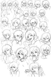 angry artbook artist_request ass breasts cute drill_hair expressions female female_focus female_only happy head monochrome nipples no_bra no_color no_panties nude sketch smile tagme zone-tan