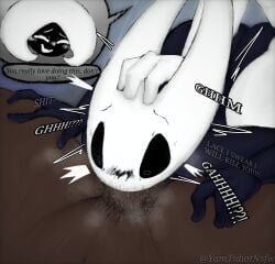 anthro arthropod assisted_fellatio assisted_oral black_body black_eyes blue_background dark-skinned_male dark_body dark_skin dialogue fellatio female genitals group hi_res hollow_knight hollow_knight:_silksong hollow_knight_(franchise) hornet_(hollow_knight) human human_on_anthro insect lace_(hollow_knight:_silksong) male male/female mammal oral penile penis pubes questionable_consent sex simple_background smile speech_bubble team_cherry text trio white_body white_eyes yamtidiotnsfw