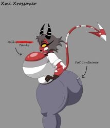 1girls ass_bigger_than_head black_hair breasts_bigger_than_head child_bearing_hips chubby chubby_female demon demon_girl demon_tail english_text evil_container female_only gloves hellaverse helluva_boss horns huge_ass huge_breasts imp lin_(helluva_boss) lipstick meme milf red_skin short_hair shortstack tail thick_thighs xml_xrossover_(artist) yellow_sclera