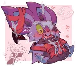 ambiguous_species anthro balls bat bat_wings bdsm big_ears blush bodily_fluids bondage border bound bow_ribbon bukkake cum cum_drip cum_on_ear cum_on_face cum_on_feet cum_on_own_face cum_on_self cumshot dripping duo ejaculation feet generation_6_pokemon genital_fluids genitals gift_wrapped heart_eyes heart_symbol kokemushi looking_down looking_down_at_self lying male male/male membrane_(anatomy) membranous_wings nintendo noibat on_back one_eye_closed open_mouth penis pink_background pokemon pokemon_(species) purple_body red_bow red_ribbon ribbon_bondage ribbons simple_background solo solo_focus tapering_penis tears white_border wings yellow_sclera young young_anthro young_male