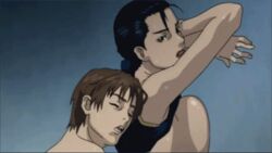 1boy 1girls against_wall animated big_ass big_breasts bottomless bouncing_breasts breasts canon canonical_scene canonical_sex female gantz hug kei_kurono larger_female male official_animation screencap sei_sakuraoka sex standing_sex straight vaginal_penetration