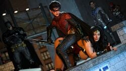 3d 3d_(artwork) 3d_render adult adult_and_teenager age_difference batman batman_(series) bigger_female boy breasts celebrity danp danp3d daz_studio dc dc_comics dick_grayson gal_gadot happy happy_female hi_res high_quality high_resolution highres huge_breasts jason_todd long_hair mature mature_female milf nightwing nipples older_female open_clothes open_clothing open_topwear penetration red_nails robin_(dc) size_difference smaller_male teenage_male teenager tim_drake wonder_woman wonder_woman_(series) younger_male