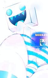 ass blue_eyes boy cube cube_humanoid dick femboy fucking_good_and_hard geometry_dash large_ass male nose_piercing panties socks thighs waist white_body