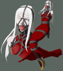 1girls armbinder arms_behind_back ball_gag bdsm bdsm_collar bdsm_harness big_ball_gag bondage bondage_over_clothes bound bound_ankles bound_arms bound_legs carmilla_(castlevania) castlevania castlevania_(netflix) collar defeated_villainess drool drooling female female_only femsub fully_clothed gag gagged harness_ball_gag harness_gag high_heels leather_collar leather_harness leather_straps leg_binder legbinder long_dress long_hair petite_breasts unhealthydinosaur vampire_girl vampite