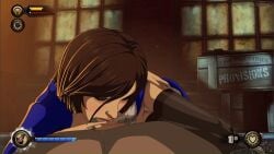 animated areola areolae bioshock bioshock_infinite blowjob blowjob_face blue_dress blue_eyes blue_vest breasts brunette brunette-haired_female brunette_female brunette_hair corset cum cum_eruption cum_in_mouth cum_inside elizabeth_comstock fellatio female first_person_view gameplay_mechanics gif lips male necklace nipples no_panties partial_male penis penis_in_mouth pov red_lips short_hair stockings tan_body tan_skin tan_skinned tan_skinned_female wooden_box zone