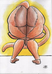 absurd_res anthro big_butt butt butt_focus dark_body dark_skin female fur genitals haplorhine hi_res intergluteal_cleft mammal meme monique_(pokuyuno239) monkey orange_body orange_fur painting_(artwork) pokuyuno239 praise_da_booty_(meme) primate solo tail traditional_media_(artwork) traditional_painting_(artwork) traditional_watercolor_(artwork) vulva watercolor_(artwork)