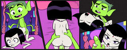 1boy 1boy1girl 1girls ass beast_boy bed bedroom black_hair blowjob canon_couple cartoon_network completely_nude completely_nude_female cum cum_in_mouth cum_on_face dc dc_comics demon_girl doggy_style fellatio female female/male female_penetrated garfield_logan green_penis green_skin grey_skin metahuman nude nude_female nudity orgasm pale-skinned_female pale_skin pancakemckennz pointy_ears rachel_roth raven_(dc) short_hair small_breasts superhero superheroine teen_titans teen_titans_go