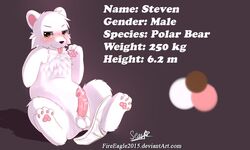 2016 anthro balls bear blush clothing cum cute fan_character heart male mammal model_sheet panties paws penis polar polar_bear senz sitting tongue underwear