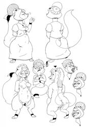 ! anthro breasts canine clothing covering covering_breasts darkboss dress female fox frown grin looking_back mammal mature_female multi_nipple nipples nude open_mouth pubes pussy slightly_chubby speech_bubble