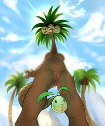 1girls :3 :o alolan_exeggutor alolan_form anthro areolae belly black_eyes breasts brown_eyes brown_skin claws clitoris dragon elpatrixf erect_nipples exeggutor eyelashes fangs female flora_fauna green_eyes green_skin half-closed_eyes hi_res huge_breasts long_neck looking_at_viewer low-angle_view multi_head multiple_persona navel nintendo nipples nude open_mouth outdoors palm_tree plant pokemon pokemon_sm pokemorph pussy red_eyes scalie sky slightly_chubby solo standing sun tail tall thick_thighs tongue video_games wide_hips worm's-eye_view