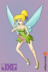 1futa balls blonde_hair cleavage cum cumshot disney disney_fairies ejaculation erection fairy futa_only futanari intersex jxg masturbation penis peter_pan_(disney) solo solo_futa testicles tinker_bell wings