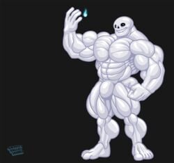 fire flame full-length_portrait full_length magic male male_only monster muscles muscular portrait sans skeleton solo standing the_fabulous_croissant undertale wolfiecanem