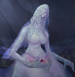 bloodborne breasts clitoris eldritch_horror female fromsoftware great_one inverted_nipples kos kosm large_breasts milf monster_girl mother_kos nipples pussy slightly_chubby smile solo spread_pussy tentacle tentacle_hair tinyfaceart underwater