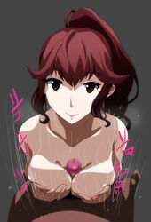 anna_(fire_emblem) anna_(fire_emblem_awakening) ariyon breasts censored female fire_emblem fire_emblem_awakening long_hair looking_at_viewer paizuri penis ponytail red_eyes red_hair tied_hair