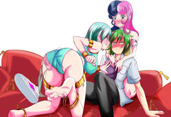 bonbon bonbon_(mlp) friendship_is_magic harem_girl humanized lyra_heartstrings_(mlp) my_little_pony smooth_skin spike spike_(mlp) threesome xxangeluciferxx