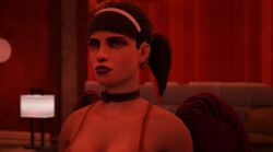 3d absurd_res absurd_resolution absurdres angel_wings bare_shoulders beautiful_woman black_hair black_hair_female bored_expression closeup closeup_view collar collarbone disinterested emotionless emotionless_female fake_wings female female_only filter filtered high_resolution highres indifferent mature_female mature_woman polly_(saints_row) ponytail purple_lipstick saints_row saints_row_the_third source_request standing stripper sunabouzu_(artist) tagme unbothered uncaring uncaring_female uninterested_female