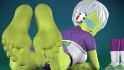 1girls 3d barefeet barefoot boots boots_removed cheelai clothed dragon_ball dragon_ball_super dragon_ball_super_broly feet foot_fetish foot_focus footwear green_skin green_skinned_female kombatkatto legs_up painted_nails painted_toenails presenting_feet scouter sfm smile soles source_filmmaker source_filmmaker_(artwork) spandex tinted_eyewear toes white_hair white_nails