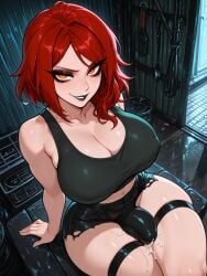 1futa 1futanari ai_generated ass bangs big_ass big_breasts big_butt big_hips big_penis black_eyeshadow black_lip black_lips black_lipstick black_makeup breasts cleavage clothed clothing dick dickgirl en'en_no_shouboutai enen_no_shouboutai eyebrows eyelashes fire_force futa_only futanari goth goth_futa goth_girl goth_makeup gothic gothic_girl gothified grin grinning grinning_at_viewer hair huge_cock indoors lips lisa_isaribi long_hair looking_at_viewer makeup medium_hair narrow_waist narrowed_eyes nose orange_eyes penis red_eyes red_hair short_hair shorts smirk smooth_balls smooth_penis smooth_skin solo solo_dickgirl solo_focus solo_futa solo_futanari testicles velfur velfur_(artist)