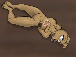 4:3 anthro blood bodily_fluids canid canine canis corpse death domestic_dog execution fatal_wound female female_death firing_squad gunshot_wound heartshot mammal shot_in_chest snuff solo thefurrykiller