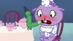 16:9 anthro big_breasts big_penis bovid breasts caprine duo female food genitals happy_tree_friends hi_res lammy_(htf) male male/female mammal mr_pickles_(htf) penis pickle_(food) sheep shocked size_difference smexer thick_thighs widescreen
