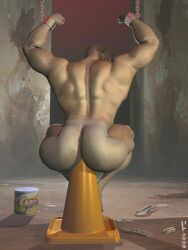 1boy 2003 3d anal_insertion archived_source ass back_view bara chains clothes_pin dated gay light_skin male male_only muscular object_in_ass original solo tagme traffic_cone traffic_cone_in_ass ulf_raynor yaoi