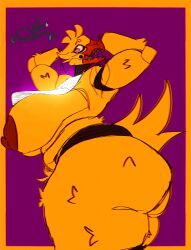 2026 animatronic animatronic_female animatronic_girl arms_behind_head arms_up avian beak bib big_ass big_belly big_breasts big_butt big_thighs bird cartoonwizzard chica_(fnaf) chicken chicken_tail chubby chubby_female curvy_hips dark_areola digital_drawing_(artwork) digital_media_(artwork) fat fat_breasts feather_hair_ornament feathers female female_only five_nights_at_freddy's five_nights_at_freddy's_2 fnaf furry hi_res joints nipples_out orange_beak pubic_hair scottgames showing_ass side_view solo thick_thighs tummy waiting_for_sex withered_chica yellow_body yellow_fur