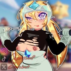 starr_nova_(brawl_stars) hypnosis hypnotized brawl_stars larry_(brawl_stars) lawrie_(brawl_stars) tits_out clothes_ripping blonde_female