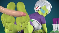 1boy 1boy1girl 1girls 3d barefeet barefoot boots boots_removed cheelai clothed disembodied_penis dragon_ball dragon_ball_super dragon_ball_super_broly feet feet_on_penis foot_fetish foot_focus footjob footwear green_skin green_skinned_female kombatkatto legs_up painted_nails painted_toenails penis presenting_feet scouter sfm smile soles source_filmmaker source_filmmaker_(artwork) spandex toes white_hair white_nails