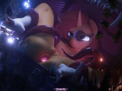 4:3 absurd_res anal anthro blaze_(marking) blue_eyes buttplug coin crossgender equid equine eyewear facial_markings fangs feet female friendship_is_magic genitals glasses hair hasbro head_markings hi_res horn humanoid_feet leg_markings mammal markings mimic mimic_chest mtf_crossgender my_little_pony mythological_creature mythological_equine mythology nude orange_hair plantigrade plug_(sex_toy) round_glasses semibot_(r.e.p.o.) sex sex_toy slime socks_(marking) solo steamyart sunburst_(mlp) teeth tentacle_sex tentacles unicorn vulva