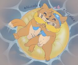 2024 3_fingers 3_toes anthro arm_fin ball_tuft balls black_markings black_nose blue_fin buieb buizel chest_tuft dipstick_tail duo eyes_closed eyewear facial_markings feet fin fingers foreskin forked_tail fur generation_4_pokemon genitals goggles goggles_(jakecat) hand_holding head_markings heart_symbol hi_res inflatable inner_tube lifering_(jakecat) male male/male markings navel nintendo nude_anthro nude_male nuzzling onomatopoeia open_mouth orange_body orange_fur penis pokemon pokemon_(species) signature sound_effects swim_ring tail tail_markings tan_balls tan_body tan_fur tan_penis text toes tuft unusual_anatomy unusual_tail water