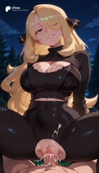 cartoony cartoon big_ass big_breasts large_breasts large_ass 1girls 1girl straight female solo_focus female_focus blurry_background blurred_background depth_of_field breasts ass thin_waist small_waist ai_generated odexai thick_thighs wide_hips absurd_res absurdres hi_res highres high_resolution high_quality cynthia_(pokemon) pokemon pokemon_dppt pokemon_bw window 1boy blonde_hair penis long_hair hair_over_one_eye grey_eyes pussy covered_navel cleavage parted_lips blush cleavage_cutout very_long_hair grin thighs bra torn_clothes black_bra hair_ornament pants sweater long_sleeves clothing_cutout turtleneck spread_legs straddling looking_at_viewer outdoors grass nude crotch_cutout tree cum sex vaginal clothed_female_nude_male girl_on_top cum_in_pussy clothed_sex cum_on_body cowgirl_position cum_on_clothes cum_on_breasts uncensored pov hetero underwear night smile black_pants black_sweater torn_pants night_sky sweat squatting_cowgirl_position tight_clothes teeth