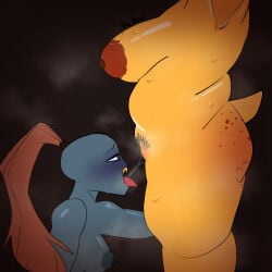 1:1 absurd_res after_cunnilingus alphys animal_humanoid anthro aquatic aquatic_humanoid areola bald_topknot big_areola big_breasts big_butt bite bite_mark bodily_fluids breasts breath butt dark_areola duo erect_nipples female female/female genital_fluids genitals hairy hairy_vulva hi_res humanoid muscular muscular_female musk musk_cloud musky_butt musky_vulva nerd nipples oral otaku overweight overweight_anthro overweight_female panting plump_labia pubes scalie sex sweat tomboy undertale_(series) undyne vaginal vaginal_fluids vulva