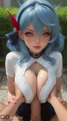 1boy ahoge ai_assisted ai_generated ako_(blue_archive) animated bangs big_penis black_skirt blue_archive blue_eyes blue_hair blush boobjob breasts collared_shirt cum dreamstat earrings erection eyebrows_visible_through_hair female fishnet_legwear fishnets hair_ribbon hairband jewelry large_breasts large_penis long_hair long_sleeves looking_at_viewer outdoors paizuri penis pov ribbon shirt skirt smile solo_focus sound straight tagme uncensored veins video white_shirt