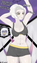 abs angel angel_girl angel_humanoid angel_wings athletic athletic_female athletic_humanoid stripes bedroom_eyes biceps big_breasts big_thighs black_eyebrows black_halo black_lips blush blush_lines blushing blushing_female blushing_profusely bob_cut body_blush body_worship breast_blush breasts clothed clothed_female clothed_female_clothed_female clothing curvy curvy_female curvy_figure curvy_hips curvy_humanoid dialogue duo emily_(hazbin_hotel) emotionless emotionless_female english_text exposed_shoulders exposed_torso eyebrows eyelashes eyelashes_visible_through_hair eyelids eyeliner feathered_wings feathers female female/female female_angel female_focus female_humanoid female_only gay_panic glistening glistening_abs glistening_body glistening_breasts glistening_eyes glistening_muscles glistening_skin glistening_thighs gold_eyes golden_eyes grey_body grey_breasts grey_hair grey_skin grey_wings hair half-closed_eyes halo hazbin_hotel heaven heavenly_body hellaverse helluva_boss hourglass_figure hourglass_figured_female hourglass_figured_humanoid humanoid lips long_hair looking_at_another looking_at_partner looking_at_viewer lute_(hazbin_hotel) makeup markings medium_breasts midriff muscle muscle_mommy muscle_tone muscle_worship muscles muscular muscular_arms muscular_female muscular_humanoid muscular_legs muscular_thighs narrowed_eyes navel not_furry overwhelmed pale-skin pale-skinned_female pale_skin pale_skinned_female panic panicked_look panicking pose pupils purple_background purple_eyes seducing seducing_viewer seductive seductive_body seductive_eyes seductive_look seductive_pose short_hair simple_background slit_pupils standing striped striped_wings surprised surprised_expression sweat sweatdrop sweating text thick_hips thick_thighs tibunsfw undressed unexpected unexpectedly_good voluptuous voluptuous_female voluptuous_humanoid white_body white_breasts white_hair white_skin wide_hipped_female wide_hipped_humanoid wide_hips winged_humanoid wings yellow_eye yellow_eyes yellow_eyes_female yuri grey_underwear grey_boxers grey_bra grey_sports_bra sports_bra sportswear scratches scratch_marks after_fight golden_clothing cameltoe camel_toe nipple_bulge cleavage cleavage_cutout cleavage_window deep_cleavage half-dressed half_naked only_female underwear underwear_only embarrassed embarrassed_female embarrassed_expression nosebleed