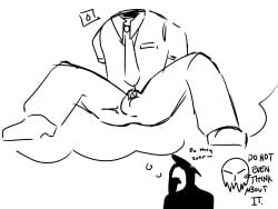 blush_lines bulge detect_(artist) elkman_(grace) grace_(roblox) guille litany_(grace) lust roblox roblox_game suit tagme text thinking_of_someone_else