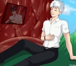 hikaru_ga_shinda_natsu hikaru_indou monster_boy the_summer_hikaru_died vore white_hair yaoi yoshiki_tsujinaka