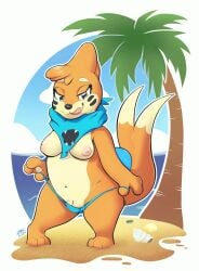 2024 anthro arm_fin beach bedroom_eyes bikini bikini_bottom black_markings black_nose blue_clothing breasts buieb buizel clothing cloud dipstick_tail eyelashes facial_markings female fin fingerless_gloves forked_tail generation_4_pokemon genitals glistening glistening_body gloves handwear head_markings hi_res kerchief licking looking_at_viewer markings narrowed_eyes navel neckerchief neckwear nintendo nipples oral orange_body outline outside palm_tree penile penis penis_lick pink_nipples plant pokemon pokemon_(species) sand sea seashell seductive sex shell signature sky slightly_chubby slightly_chubby_female smile smiling_at_viewer solo standing swimwear tail tail_markings tan_body thick_thighs tongue tree two-piece_swimsuit unusual_anatomy unusual_tail vulva water white_outline