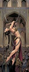 aerial_hoop ai_generated arabian desert female male porn_star pornstar princess_leia_organa_(cosplay) sasha_grey slave_bikini slavekini