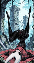 1girl ai ai-created ai_art ai_assisted ai_generated black_body blush blushing blushing_female breasts bug bug_girl dress female female_only hollow_knight hollow_knight:_silksong hollow_knight_(franchise) hornet_(hollow_knight) pussy small_breasts solo solo_female spider spider_girl team_cherry