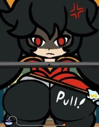 curvydoodles ashley_(warioware) warioware warioware_gold warioware:_touched! nintendo aged_up huge_ass large_ass ass_focus anger_vein staring_at_viewer nintendo_ds microgame pulling_clothing big_ass female female_only cute leggings panties curvy curvy_female thick_thighs thick_ass thick_hips text