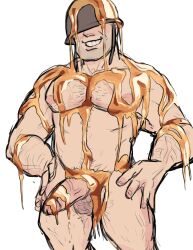 1boy arm_hair balls body_hair chest_hair daddy dilf erection genitals hands_on_hips helmet honey honey_on_body human human_only leg_hair light-skinned_male light_skin male male_nipples male_only mammal mature mature_male muscles muscular muscular_male nipples nude nude_male penis pubic_hair skelsdumpster smiling smiling_at_viewer soldier_(team_fortress_2) solo solo_focus solo_male team_fortress_2 testicles