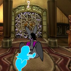 1:1 afab andromorph anthro black_hair blue_hair body_hair chest_hair clothing cunnilingus female frutigooner fur genitals ghost ghost_sex grey_body grey_fur hair hair_over_eye intersex jacket lagomorph legwear lgbtq mammal mansion nonbinary_(lore) oral pubes sex spirit thigh_highs topwear trans_(lore) vaginal vulva