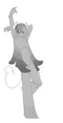 na_(geometry_dash) l4r4 dexxa geometry_dash invisible_background rule63 anthro horns tail monochrome solo vagina full_body gray_body long_hair black_eyes digital_art deviantart