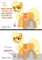 animal_genitalia animal_penis anus applejack_(mlp) balls comic cutie_mark dickgirl earth_pony equine equine_penis flutterbat_(mlp) fluttershy_(mlp) friendship_is_magic gutovi-kun horse horsecock intersex mammal my_little_pony penis pony potion presenting seductive_smile smooth_skin transformation