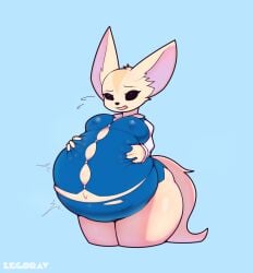 2024 aggretsuko anthro areola artist_name ass belly belly_expansion big_belly big_breasts bodily_fluids breast_expansion breasts canid canine clothed clothing colored digital_media_(artwork) expansion female fennec_fox fenneko fox growth hand_on_belly hi_res huge_belly huge_breasts humanoid inflation lactating mammal navel nipples office_clothing office_lady outie_navel partially_clothed pregnant pregnant_anthro pregnant_female sanrio sequence shaded solo thick_thighs torn_clothing true_fox wide_hips worried zegorav