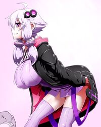 artist_request breast cevio clothed clothing huge_ass huge_breasts jacket nipple_bulge nipples purple_hair stockings tagme vocaloid voiceroid voluptuous yuzuki_yukari