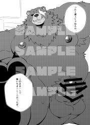 2024 absurd_res anthro bear belly ben_bigger bodily_fluids censor_bar comic dialogue erection eye_scar facial_scar genitals gunso_p hand_behind_head hi_res humanoid_genitalia humanoid_penis japanese_text kemono male mammal mihoyo moobs navel nude overweight overweight_male penis sample scar solo speech_bubble sweat text translation_request zenless_zone_zero