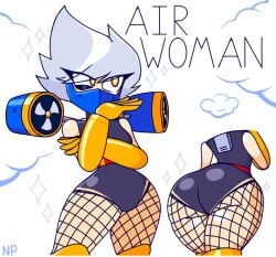 1girls air_man android_girl armor ass ass_focus back_view big_ass big_butt black_eyeshadow blushing_butt butt_focus clouds fishnet_stockings fishnets front_view genderswap_(mtf) gloves golden_eyes leotard masked_female mega_man mega_man(classic) mega_man_2 nocklepie robot robot_girl robot_master rule_63 silver_hair skintight_bodysuit solo solo_female tagme thick_ass thick_thighs wide_hips